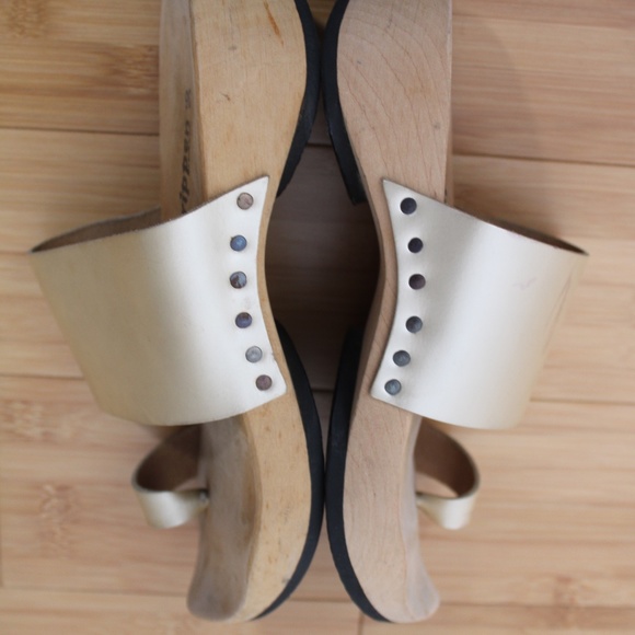 Trippen 36 Zen F Gold Leather Wood Toe Loop Slides Sandals - Picture 4 of 8